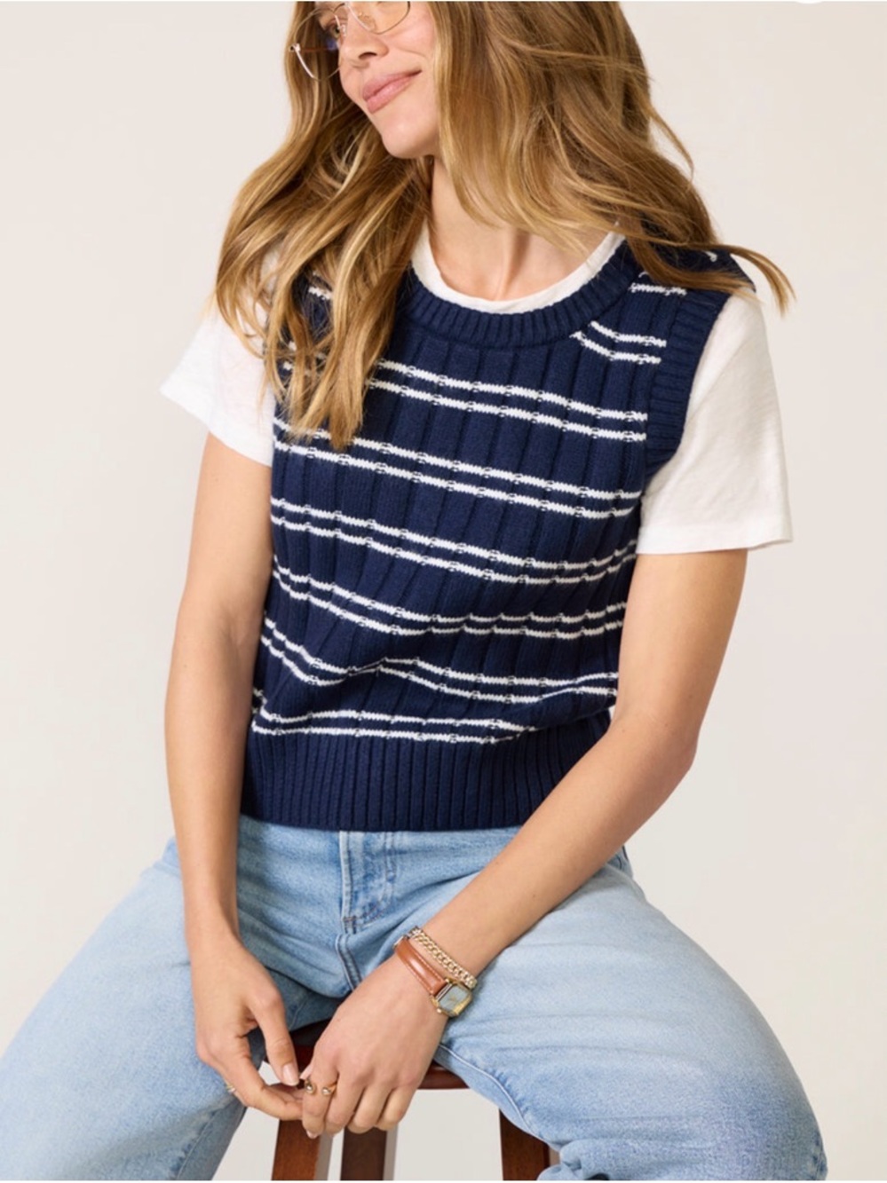 Evereve Twofor Sweater Vest with White Tee